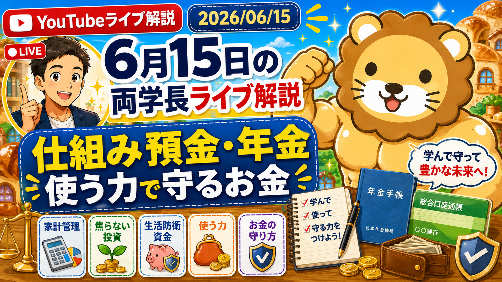 2026年6月15日の両学長ライブ解説｜仕組み預金・年金・使う力から学ぶお金の守り方のアイキャッチ画像
