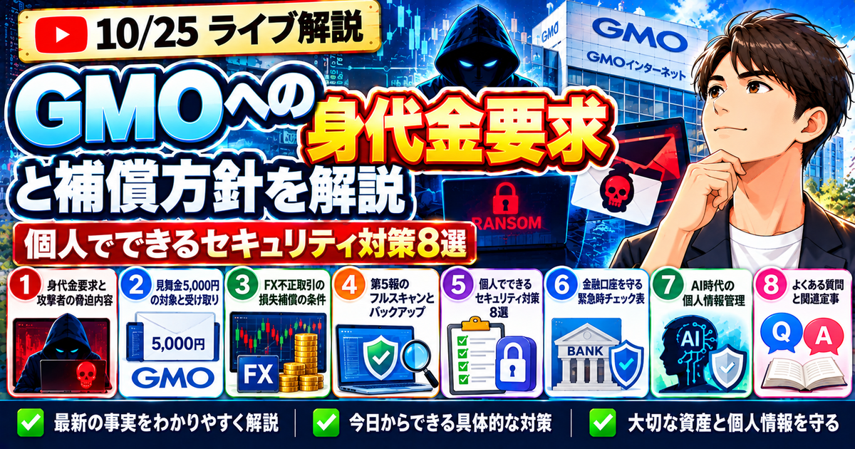 GMOへの身代金要求と補償方針を解説｜個人でできるセキュリティ対策8選のアイキャッチ画像